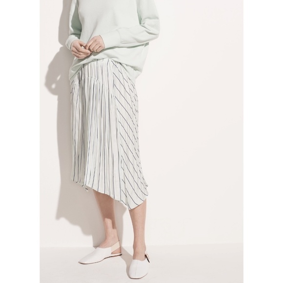 NWT Vince Silky Striped Paneled Asymmetrical Midi Skirt in Mint Sz. S - Picture 4 of 5